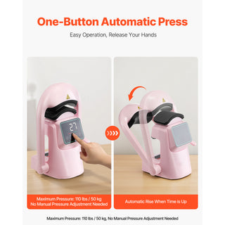 Auto Hat Heat Press Machine with 2pcs Interchangeable Platens Touchscreen Pink