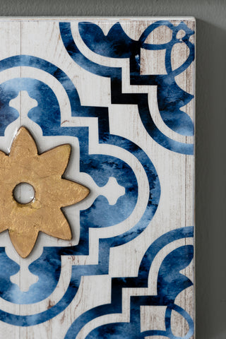 S/4 Abstract Blue, White, and Gold Wall Decor Accents, 9.5x9.5'