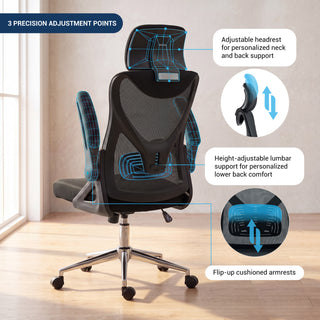 Essential Ergonomic Office Chair with Headrest & Lumbar Support, Black