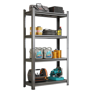 4-Tier Adjustable Metal Storage Shelf, Heavy-Duty Multi-Purpose Shelving Unit for Garage, Shed, Living Room, Black, Requires Assembly