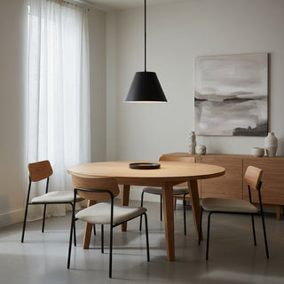 Modern 16-Inch Integrated LED Black Pendant Light - Dimmable Minimalist Hanging Ceiling Fixture for Kitchen Island, Dining Room, and Office - Industrial Grade High-Lumen Architectural Lighting