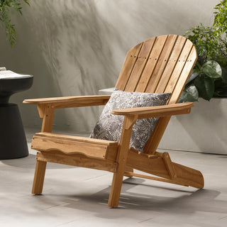Folding Adirondack Chair Wooden Accent Furniture Lounge Chairs,Foldable Design for Patio & Garden Relaxation with Slatted Back & Wide Armrests- Teak Finish(Original SKU:57702.00NTLS/N770P241668M)