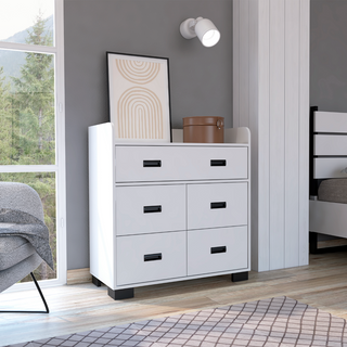 Alyn Dresser with 4 Single Drawers and 1 Double Drawer - Modern White Bedroom Storage Solution