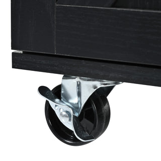 K&K 54.5" Farmhouse Kitchen Island with Power Outlet, Internal Storage Rack, Drop Leaf, Spice Rack, Rolling Cart on Wheels, for Kitchen, Dining Room, Black