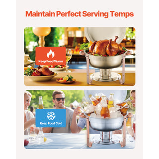 5 Qt 4-pack round chafing dish buffet set rose gold, view 2