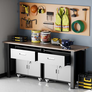 Metal Rolling Tool Cart with Wheels | Garage Storage Cabinets in Black or Gray