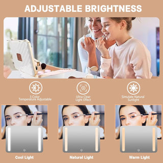 Makeup Case with LED Lighted Mirror Travel Makeup Train Case Cosmetic Organizer for Girls Makeup Artist, Makeup Tools, Hairstylist Travel Pink