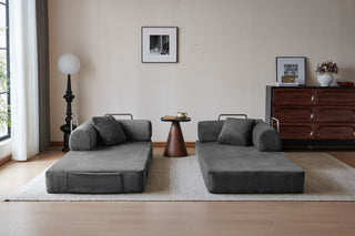 78.8' Compression Sofa,Convertible Floor Sofa Bed-with Pillow Back Support Armrest,Comfy Futon Couch Sleeper Bed,Loveseats Boneless Modular Sectional Sofa,Corduroy fabric,for Living Room,Bedroom,Grey