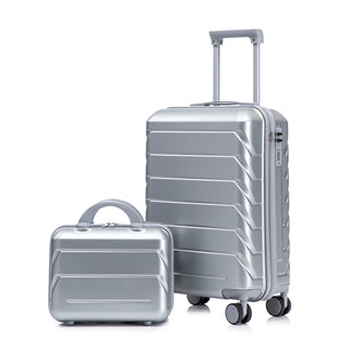 Silver ABS Spinner Luggage Set 14'+20' with Combination Lock & Cosmetic Case