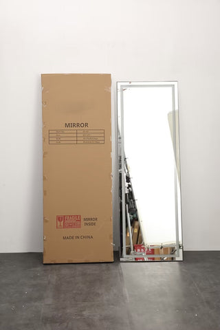 LED Full Length Mirror with Lights, Wide Standing Tall Full Size Mirror, Large Floor Mirror for Bedroom, Lighted Full Body Dressing Mirror with Stand Up Design
