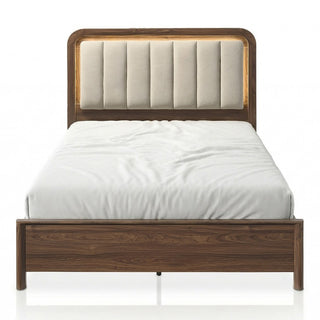 Mid-century modern queen bed in walnut, view 4