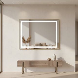 36 x 28 Inch Smart LED Bathroom Mirror - Front-Lit &amp; Backlit Anti-Fog Vanity Mirror with Memory &amp; 3-Color Dimming