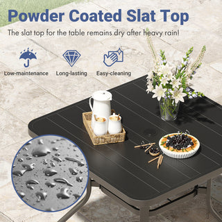 35" x 35" Square Patio Dining Table – Weather‑Resistant Metal Outdoor Table with 1.57" Umbrella Hole, Modern Outdoor Furniture for Patio, Garden, Backyard & Poolside