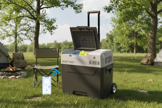 52Qt Car Freezer Portable Refrigerator with APP Control and 6'' off-road wheels, 12V,45W Cooler Freezer,Low Noice