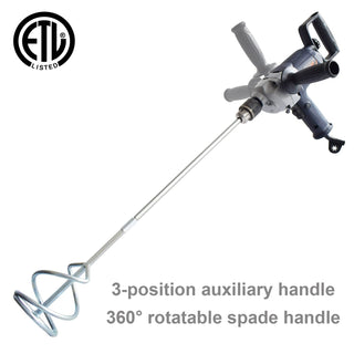 Drill Mixer Set with Spade Handle 1/2 inch Electric Corded Mixing Drill Machine 9A Motor Concrete Mud Mixer