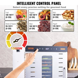 10-Tray Food Dehydrator Machine | 1000W Electric Food Dryer with Digital Timer & Temp Control for Jerky, Fruits & Dog Treats
