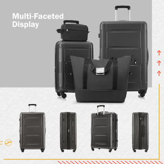 Expandable Spinner Wheels 2 Piece Luggage Set with Bags, ABS Lightweight Suitcase, TSA Lock, Dark Gray, 20inch+28inch
