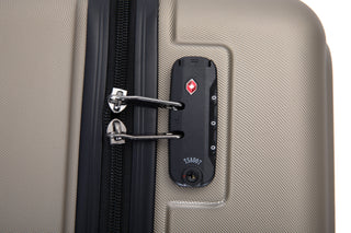 3 Piece Luggage Sets ABS Lightweight Suitcase with Two Hooks, Spinner Wheels, TSA Lock, (20/24/28) GOLD