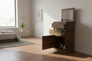 Dresser Asturias with Jewelry Bond and Mirror - Dark Walnut Finish Modern Bedroom Armoire