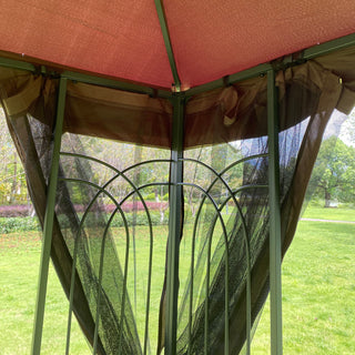 13x10 Outdoor Patio Gazebo Canopy Tent with Ventilated Double Roof & Detachable Mosquito Net – Brown Top Garden Shelter for Lawn, Backyard, Deck, or Patio