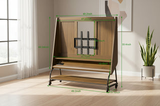Mobile TV Stand for 32-50" TVs - Adjustable Rolling Cart with Power Outlets
