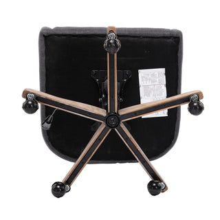COOLMORE Office Chair Adjustable Height Swivel Chair with Wheels Linen Fabric Upholstered Computer Desk Chair with Wooden Legs (Charcoal grey Linen)