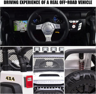 12V Ride on Car Truck with Remote Control, 2 Seater Kids Electric Car, Spring Suspension, 9Ah Battery Powered, 3 Speeds, Double Doors, Music Player