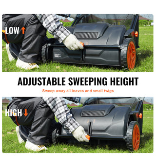 21 inch Push Lawn Sweeper with Hopper Bag, Black