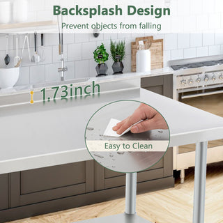 Heavy-Duty Stainless Steel Prep Table 24x60" | Commercial Work Table with Adjustable Undershelf & Galvanized Legs