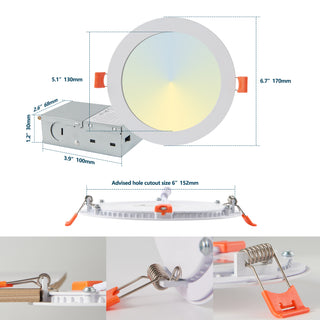 6 Inch LED Recessed Ceiling Lights | 12-Pack "Ultra-Thin" Junction-Engine | [SPECTRAL-SYNC CCT-WELD] | Industrial-Grade 1080LM Dimmable Canless Downlight | [ZERO-CLEARANCE INFUSION]