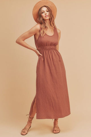 Aemi + Co Side Slit Round Neck Sleeveless Tank Dress