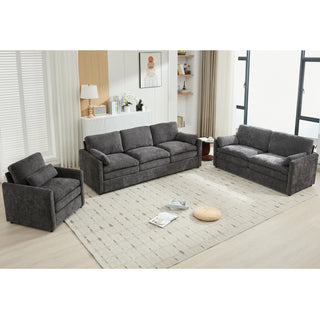 Modern 102.4" Beige Corduroy Sofa - Deep Seat Plush Cloud Couch
