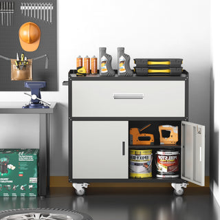 Metal Rolling Tool Cart with Wheels | Garage Storage Cabinets in Black or Gray