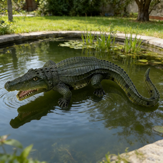 23” Simulated Crocodile Garden Statue | Resin Animal Ornament for Indoor & Outdoor Décor | Realistic Crocodile Sculpture for Garden, Pond, Porch & Backyard