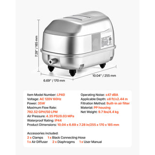 Linear air pump 792.52 GPH, view 9
