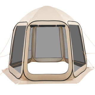 Screen House Tent 10 x 9.2 ft | Pop-Up Screen Tent for 4–8 Persons with Netting Sides, Carry Bag & Ground Stakes | Portable Screened Canopy for Garden, Patio & Outdoor Use – Beige