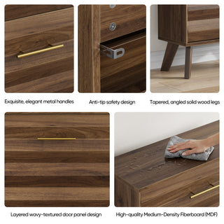 Walnut Wood Flip-Top Shoe Cabinet, Narrow Entryway