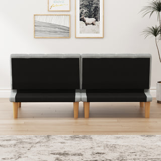 Corduroy fabric, wooden legs convertible sofa bed (Color:Grey)