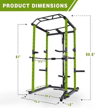 Multi-functional Power Cage, Home Adjustable Pullup Squat Rack 1000Lbs Capacity Comprehensive Fitness Barbell Rack with Gym Accessories