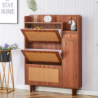 Modern Minimalist Storage Cabinet – Japanese Rattan Shoe Cabinet, Bed Top Cabinet, Small Home Furniture for Corridors and Living Rooms (GZ-DI-03)