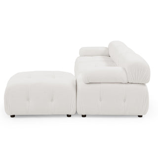 Modular Sectional Sofa – Button Tufted Design, DIY Combination, L-Shaped Couch with Reversible Ottoman, Ivory Teddy Fabric