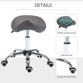 Ergonomic Rolling Saddle Stool Leather Hydraulic Spa Stool Height Adjustable Swivel Drafting Medical Salon Chair