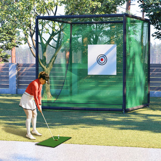 Golf Practice Net Cage,10 x 10 x 10FT Metal Frame Hitting Net Kit for Backyard,Golf Batting Cage Netting Golf Training Simulators for Home