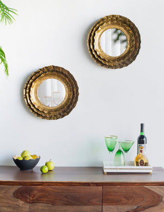 16' Round Wall Mirror with Gold Metal Frame, Mid-Century Modern Accent Mirror for Living Room
