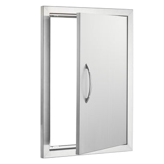 BBQ Access Door, 17W x 24H Inch Single Outdoor Kitchen Door, Stainless Steel Flush Mount Door, Wall Vertical Door with Handle, for BBQ Island, Grilling Station, Outside Cabinet