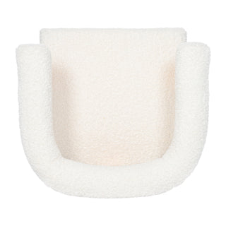 Mid-Century Modern Barrel Accent Chair, Upholstered Kitchen & Dining Room Chairs with Arms, Teddy Velvet Boucle Accent Chairs Side Chairs for Kitchen Living Room Bedroom, White