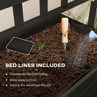 Dual-Function Design Planting box,Wooden Elevated Garden Bed with Trellis,Outdoor Planter Box,Portable Raised Garden Bed