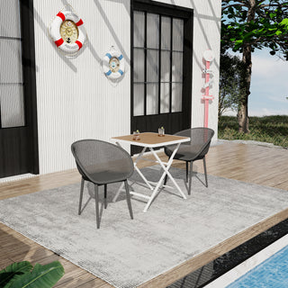 Two-Pack Warm Grey Modern Lounge Chair Set with Folding Square Table, Warm Grey/Khaki/White23.23*23.23*30.91 (in)/27.56*27.56*29.33 (in),pp,metal