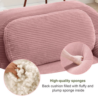 82'' Pink Modular Corduroy Loveseat | Curved Armrest Cloud Sofa