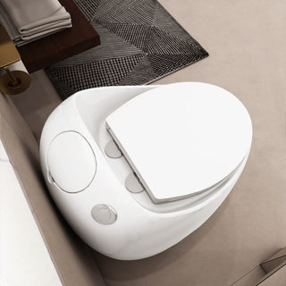 Modern Glossy White Egg Shape Toilet - 1.28 GPF Single Flush Ceramic One-Piece Design